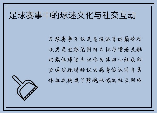 足球赛事中的球迷文化与社交互动