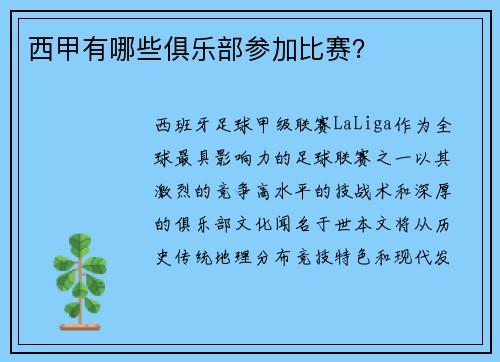西甲有哪些俱乐部参加比赛？